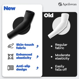 Aprilswan Arm Sleeves, UV Sun Protection Sports Non Slip Compression Cover for Men/Women 1 Pairs Dark Gray