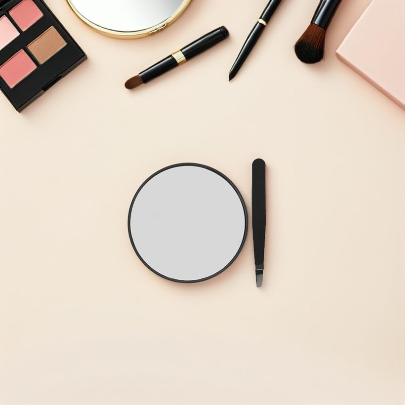 30X Black Handheld Make up Glass with Tweezers White Box