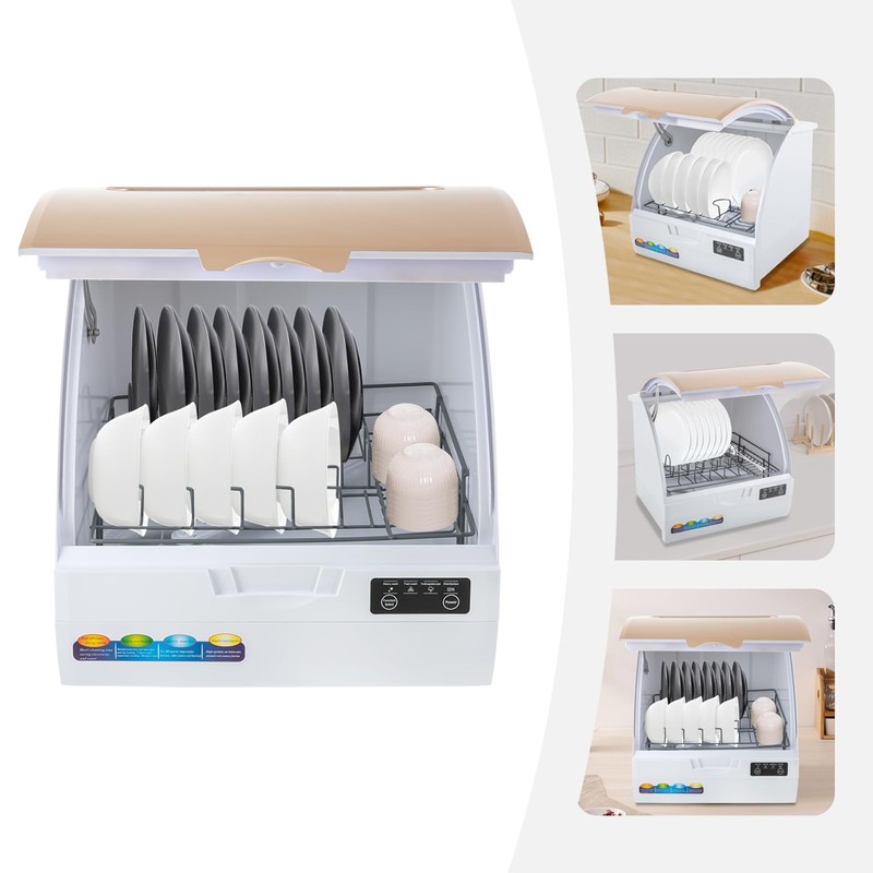 RocoReny 900W Portable Countertop Dishwasher with 4Programs, 360° Dual Spray