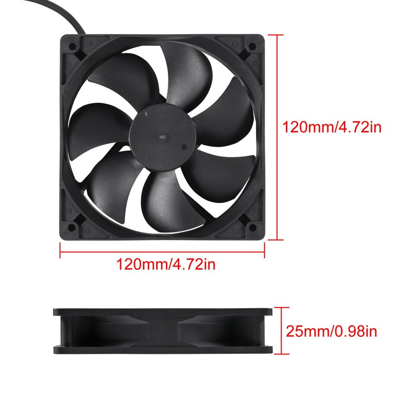 2pcs 12cm 5V DC 120x120x25mm Brushless USB Case Cooler Fan