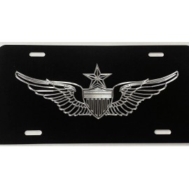 BLVD Engraved Senior Army Aviator Wings Car Tag Diamond Etched Aluminum License Plate