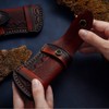 2PC Hand Made Carved Leather Sheath for Folding Knife Cover