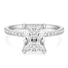 Titaniumcentral Engagement Ring Women's Gold Silver Rings with Cubic Zirconia 4CT Radiant Cut Wedding Rings Promise Ring for Women, Zirconia, Cubic Zirconia