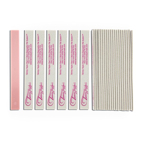 Tammy Taylor Peel ‘N’ Stick Clean Finish Buffer | Natural Nail Buffing File for Fingernails and Toenails | Sanitary, Replaceable and Durable Cloth Material | 10 Pack
