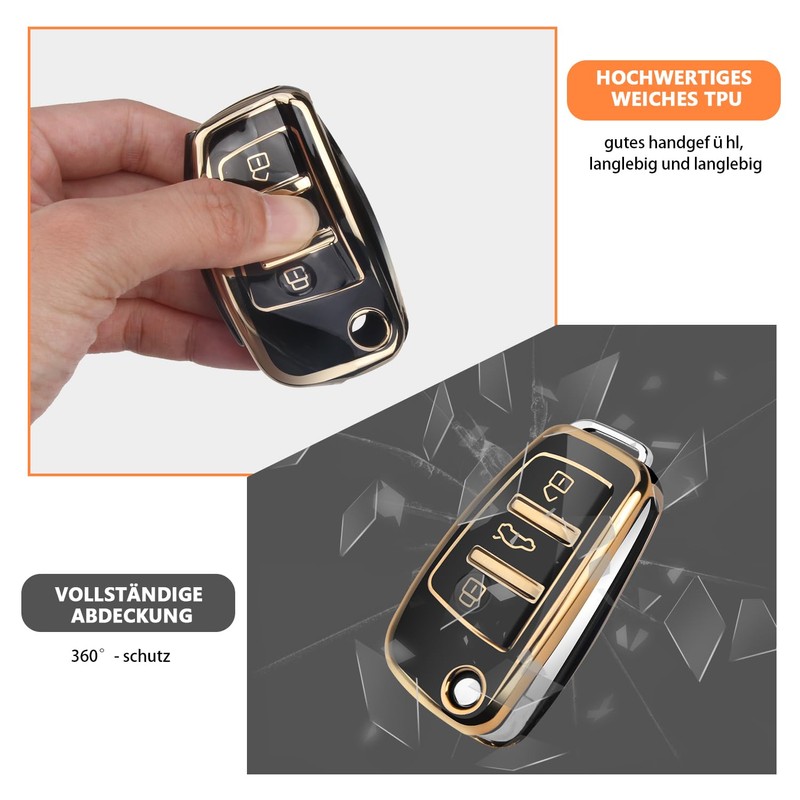 FT FUNTOR Golden Edge Black and White Key Holder, 2