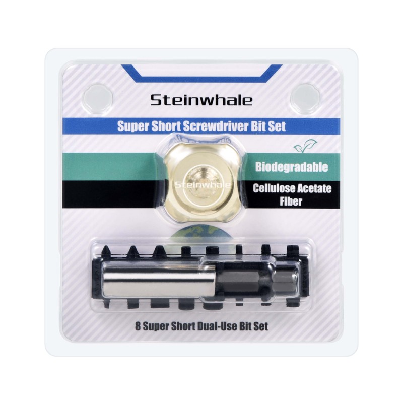 Steinwhale 10in1 Short Stubby Mini Screwdriver for tight spots, Cellulose