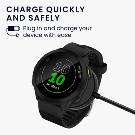 kwmobile USB Cable Charger Compatible with Garmin Forerunner 55/255 / 255 Music/vivoactive 5 Cable - Charging Chord for Smart Watch - Black