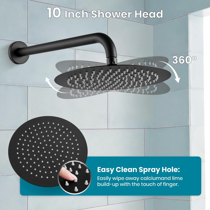 gotonovo Rain Shower System with 10 Inch Round Showerhead and