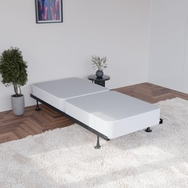 Greaton, 8-Inch Sturdy Box Spring for Mattress Support-Durable and Fully Assembled, Natural Wood Foundation for Twin, White