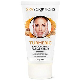 exfoliante facial cúrcuma, árbol de té, ácido hialurónico y jabón facial de azúcar – 5 onzas (cúrcuma)