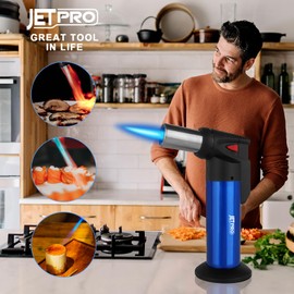 JETPRO Butane Torch Lighter One-hand Operation Kitchen Cooking Torch for BBQ Baking Cream (Butane Gas NOT Pre-filled)