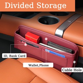 KUKEO Car Seat Gap Filler Organizer, Car Seat Organizer Front Seat and Seat Gap Organizer, Car Seat Organizer Adjustable Car Accessories for Phones, Glasses, Keys, Cards (Grey, 2 Pack)