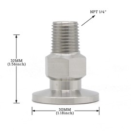 QMINOX SS304 KF16 NPT Male Adaptor thread 1/4" NW16 KF Male coupling ISO-KF16 X NPT 1/4"