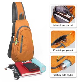 TITECOUGO Shoulder Bag Small Backpack Sling Bag for Women Men Gym Cross Body Running Rucksack Work Healthy Back Bag Chest Bags Crossbody Backpacks Daypack Camp Day Packs Sports Lightweight Orange