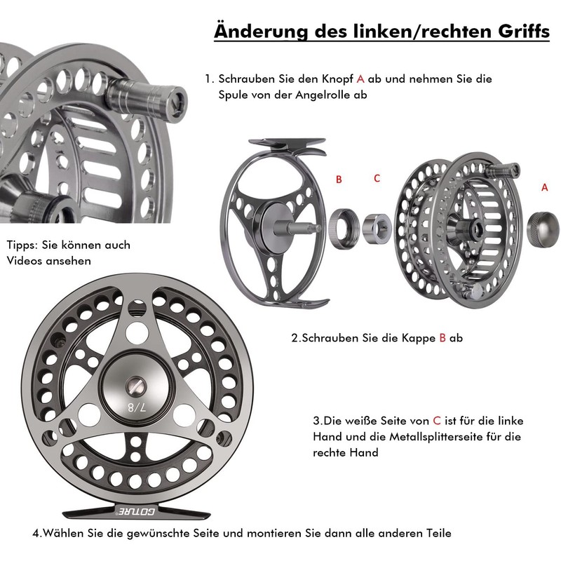 Goture Fly Reel Fly Fishing Reels Waterproof 2+1BB 3/4 5/6