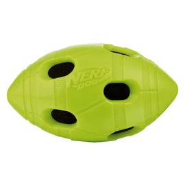 Nerf Dog Bash Football Dog Toy with Interactive Crunch, Lightweight, Durable and Water Resistant, 4 Inches for Medium/Large Breeds, Two Pack, Green and Red