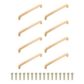 sourcing map 8Pcs Wood Drawer Pulls Handles, 192mm/7.56" Hole Spacing Wood Cabinets Drawer Knobs Pull Handles with Screw Set for Kitchen Cabinets Dresser Furniture