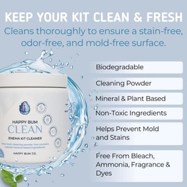 Happy Bum Clean Natural Mineral-Based Enema Kit Cleaner, Non-Toxic Stain Remover | Biodegradable Washing Powder for Personal Care Kits | Sodium Bicarbonate & Percarbonate Formula(250g)
