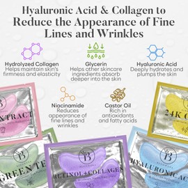BLOOMORA Variety Under Eye Patches (30 Pairs) | Eye Mask with Niacinamide & Hyaluronic Acid | Under Eye Patches for Dark Circles & Puffiness | Eye Masks for Eye Care