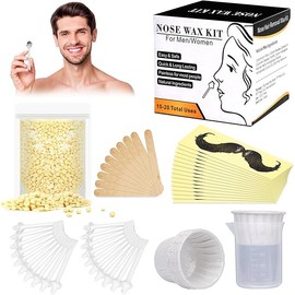Nose Wax Kit for Men Women, Yovanpur Nose Hair Waxing Kit with 100g Nose Hair Wax Beads (15-20 USES), 20 Applicator, 15 Mustache Protector, 10 Paper Cups, 1 Measuring Cup - Easy, Quick and Painless