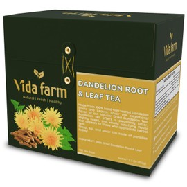 VIDA FARM 100 Dandelion Tea Bags, Natural Dried Dandelion Root Tea Bag, Dandelion Leaf & Root Tea, Dried Dandelion Leaves and Root Tea, Dandelion Herb Tea, Sugar Free, Caffeine Free, Gluten Free