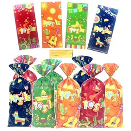 Cinco de Mayo Candy Goodies Bags Mexican Fiesta Party Favor Bags Cactus Guitar Maraca Fiesta Party Plastic Cellophane Treat Gift Bags for Let's Fiesta Bags Mexican,Wedding,Bridal Shower,Birthday Party Decoration