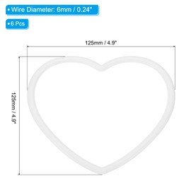 PATIKIL 4.9 Inch Heart Dream Catcher Rings, 6 Pcs Plastic Macrame Wreath Floral Ring Hoop for Home Car DIY Craft Wedding Wall Hanging Decorations, White