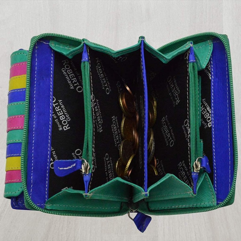 flevado Multi-coloured women's wallet genuine leather bright colourful RFID protection,