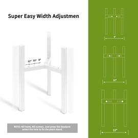 IZIDDO Adjustable Plant Stand Indoor, White Metal Planter Stands Outdoor, Mid Century Modern Plant Holder, Fit 8 10 12 inch Pots, Single Floor Plant Stands for Indoor Plants (Pot&Plant Not Included)