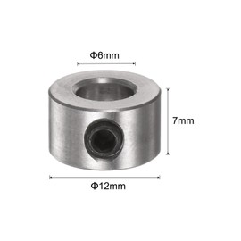 sourcing map 10-Piece Set Screw Collar 6 mm Bore Stainless Steel Shaft Collar 12 mm Outer Diameter 7 mm Width Landing Flap Stopper Wheel Collar