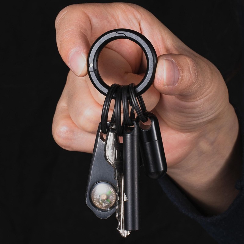 TIMULTI Titanium Key Ring, Keychain, Double Rings, Round Shape, Flat