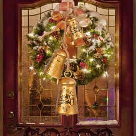 Kyoryuger Christmas Bells Set of 4 Gothic Cow Bell Christmas Decor Ornaments for Christmas Tree Christmas Wreath Hanging Decorative Bells for Doors Walls Windows Rustic Cow Bells Black