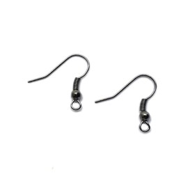 Beading Station 100pcs Ear Wire Fish Hooks 20mm ~Jewelry Making Findings~ (Gun Black)