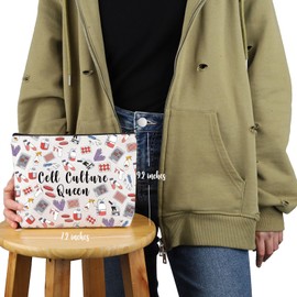 PYOUL Microbiologist Appreciation Gift Cell Culture Queen Makeup Bag Lab Technology Cosmetic Bag Biologist Doctor Graduation Gift, beige