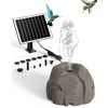 Rock Solar Fountain for Bird Bath, Dry-Run Protect,10 Nozzles(Grey)