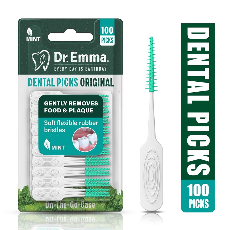 Dr. Emma Original Dental Picks Mint Soft Rubberized Tooth Picks