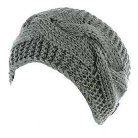 BYOS Womens Fashion Winter Cable Crochet Knit Headband With Adjustable Button (Olive Green)