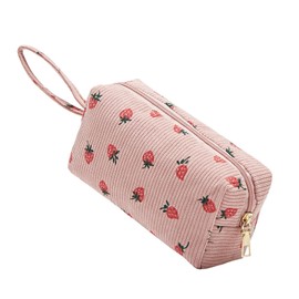 ZOEMTIU Small Corduroy Makeup Bag for Women Portable Cosmetic Bag Travel Makeup Pouch Small Corduroy Toiletry Bag with Zipper for Purse