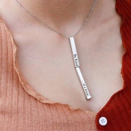Be Kind...Of A Bich - Hidden Message Necklace, Stainless Steel Encouragement Mantra Cylinder Tube Pendant Necklace With Hidden Message 3D Engraving Vertical Bar Necklace Friendship Jewelry Gift for