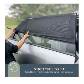 DreamBaby Fitover Car Window Sun Shades for Baby Stretchable Window Covers- 2 Pack, Black
