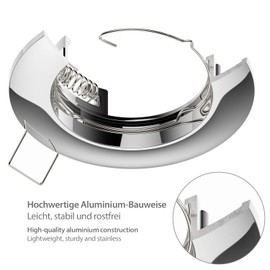 ledscom.de 10 Pieces Ceiling mounting Frame CIRC, Round, Glossy Chrome