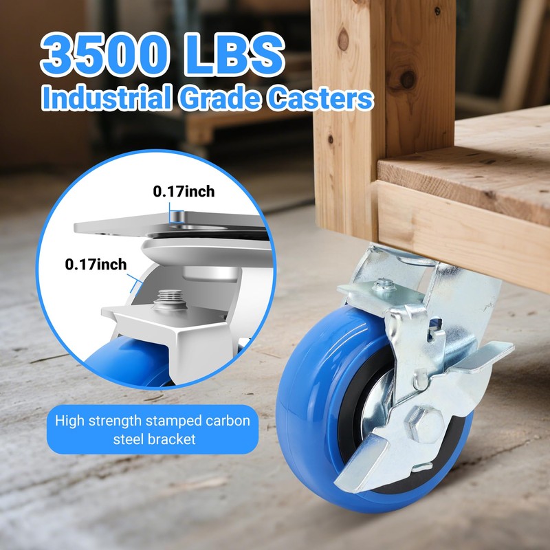 W B D WEIBIDA 5 Inch Heavy Duty Casters Set