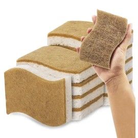 kandid Nature's Touch Biodegradable Sponge Set of 12 - Wood Cellulose and Coconut Fiber Infusion for a Greener Clean - Coconut Fibres & Wood Cellulose