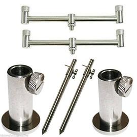 Lidsters Fishing Supplies Buzz Bar Set With 2 x 20cm Rod Buzz Bars TBAR 20-30CM Bank sticks + Stage Stands