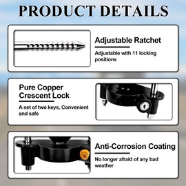 Cenipar Trailer Hitch Tow Ball Coupler Security Adjustable Lock U-Shape,Heavy-Duty Steel Fits 1-7/8”,2”,2-5/16” Couples,Replace# 72783 (Black)