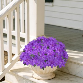 6 Ramos de dalias Artificiales Que no se decoloran, Ideales para Decorar el hogar, el jardín, el balcón y los Espacios de Estilo rústico (Morado)