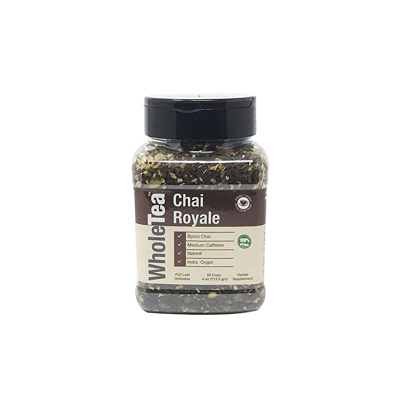 WHOLETEA Natural Chai Royale, 4 oz(113.5 gm) Full Leaf Gourmet