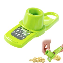1PCS Garlic Grater Food Grade Stainless Steel Garlic Press Green Ginger Grater Peeler Squeezer Heavy Duty Garlic Presser User Friendly Durable Garlic Grinder for BBQ Cooking Kitchen Gadget