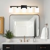 Quntis Black Bathroom Light Fixtures(5CCT Dimmable), 5-Light Bathroom Vanity Light