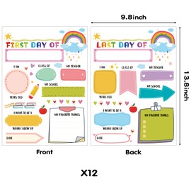 BeYumi 12 Packs First and Last Day of School Board Signs, 13.8" x 9.8" My 1st Day of School Cardstock Paper Signs Photo Prop Back to School Supplies for Kids Preschool Kindergarten